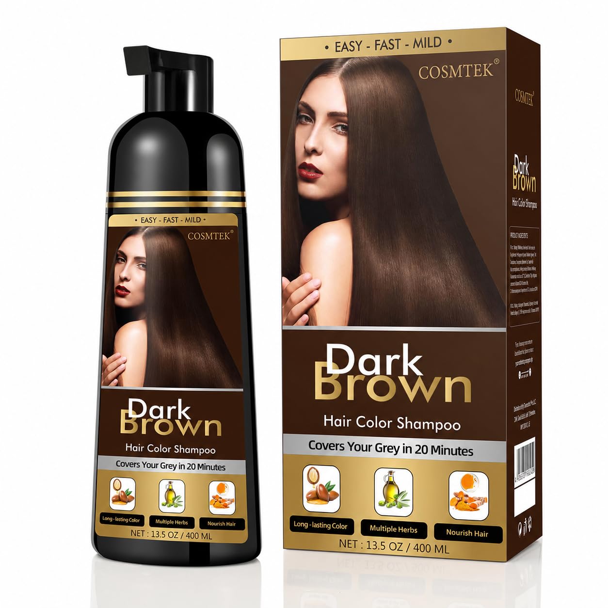 Amazon.com: COSMTEK Dark Brown Hair Dye Shampoo for Men&Women
